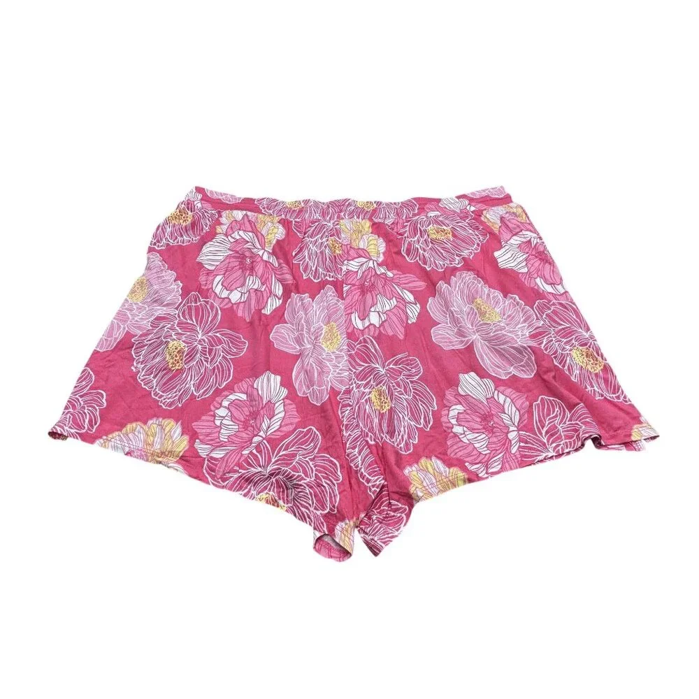 Liz Claiborne Floral Sleep Shorts XL Pink Rayon/Spandex